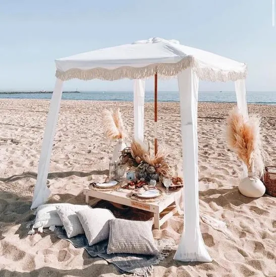Tendas The Premium Seaside Beach Cabana Pacific Play Tendas de praia de tamanho grande com dossel solar e cortinas laterais